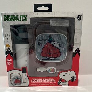 Peanuts Wireless Speaker and Karaoke Microphone w 30ft Speaker range/8hr play.